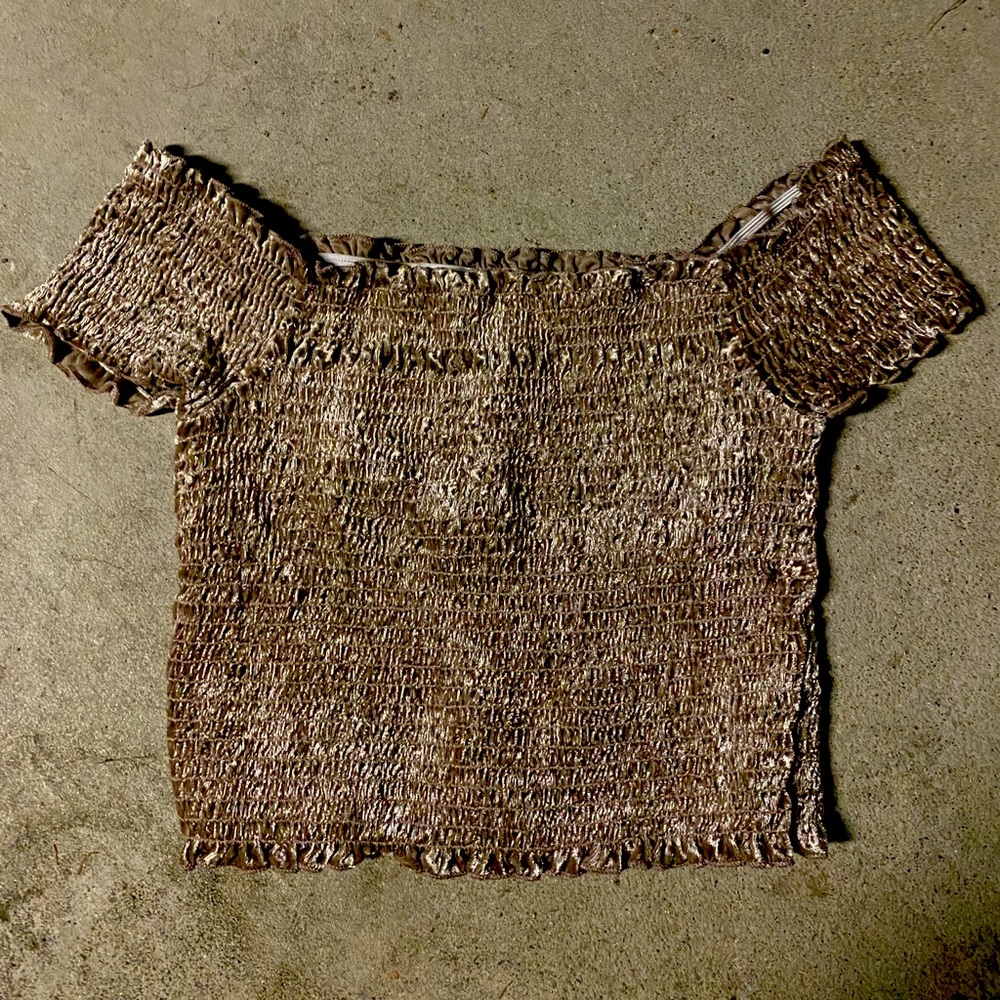 Velvet off the shoulder synch crop top